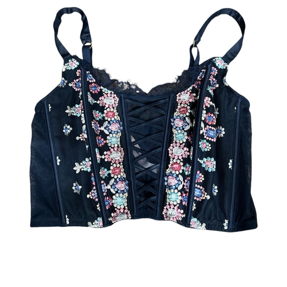 Victoria's Secret Corset Dream Angels Bejeweled Embroidered Boned Bra Top NWT L - Picture 4 of 7